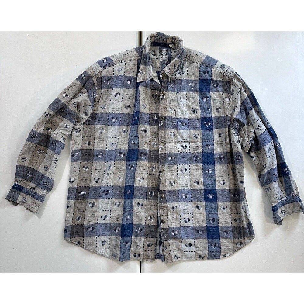 Vintage 90s Heart Patchwork Shirt Cottagecore Prairie Button Up Women 2X